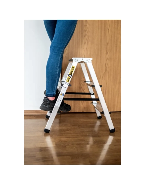 Zdjęcie: Drabina aluminiowa dwustronna 2x3 stopnie 125 kg DRABEST