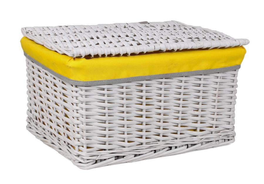 Zdjęcie: Kufer wiklinowy z żółtym materiałem 40x30x22 cm szary TIN TOURS