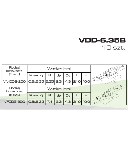 Zdjęcie: Konektory izolowane męskie 5 szt. + żeńskie 5 szt. niebieskie VDD-6.35B VAYOX