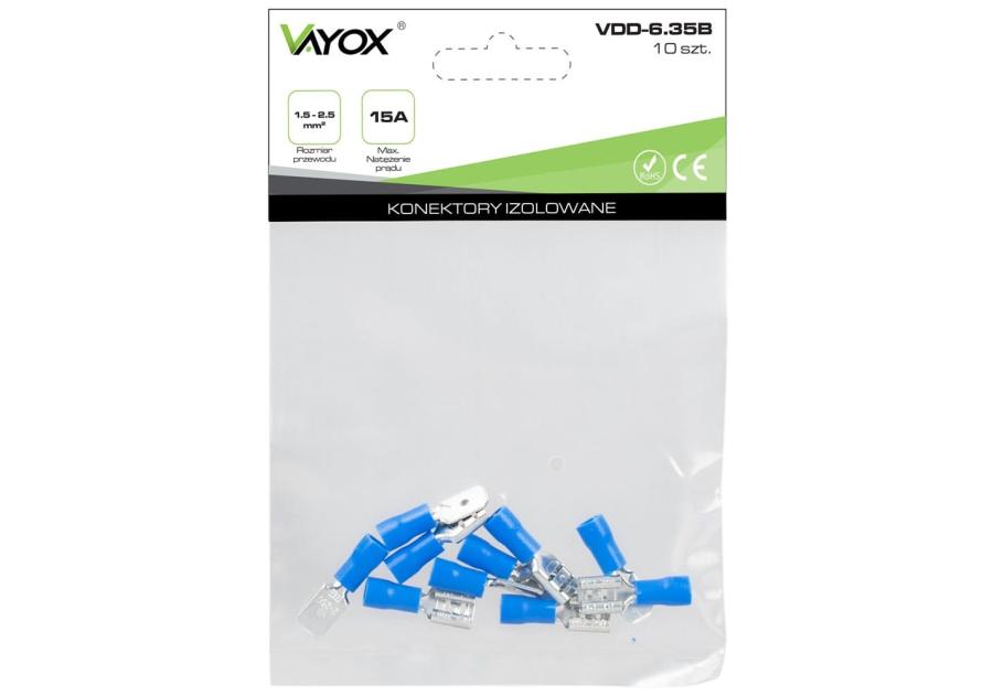 Zdjęcie: Konektory izolowane męskie 5 szt. + żeńskie 5 szt. niebieskie VDD-6.35B VAYOX