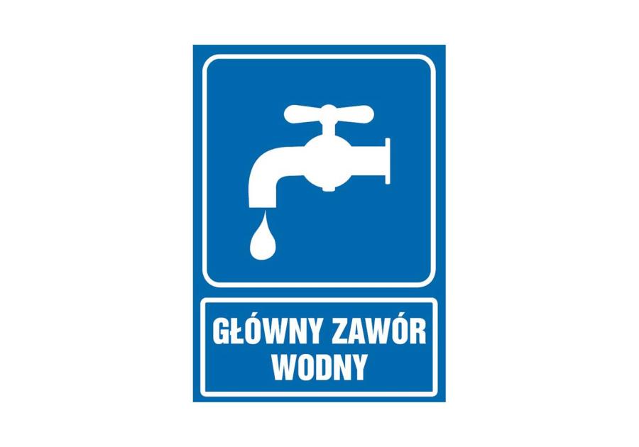 Zdjęcie: Oznaczenie "Główny zawór wodny" 14,8x21 cm METRO