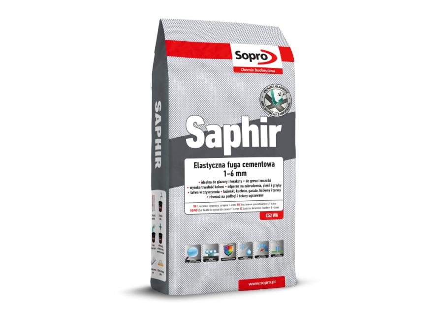 Zdjęcie: Fuga cementowa elastyczna Saphir beż jura 3 kg SOPRO
