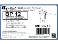 Zdjęcie: Listwa PVC BP12 L300 9/6 antracyt, przyokienna, dylatacyjna, tynkarska z uszczelką BELLA PLAST
