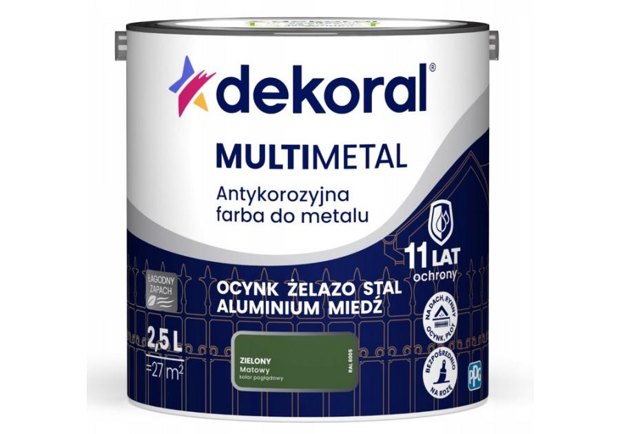 Zdjęcie: Farba do metalu Multimetal Antykorozyjna Zielony 2,5 L DEKORAL