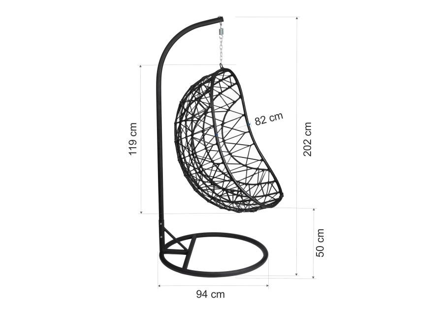 Zdjęcie: Fotel wiszący czarny z poduszkami 68x69x189 cm technorattan KEPLAND