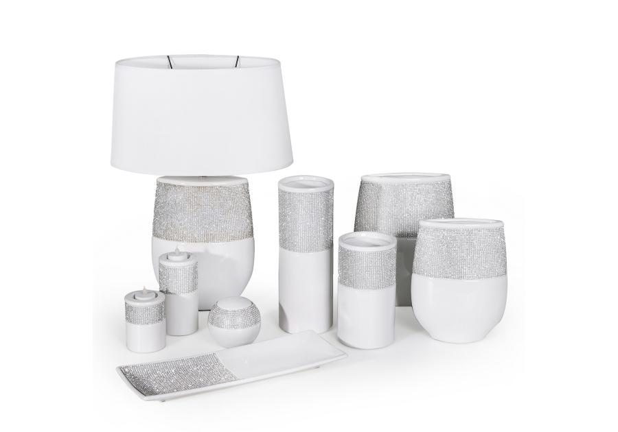 Zdjęcie: Wazon Aneli 18x8x25 cm biało-srebrny EUROFIRANY