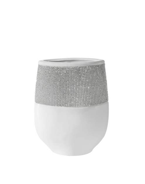 Zdjęcie: Wazon Aneli 18x8x25 cm biało-srebrny EUROFIRANY