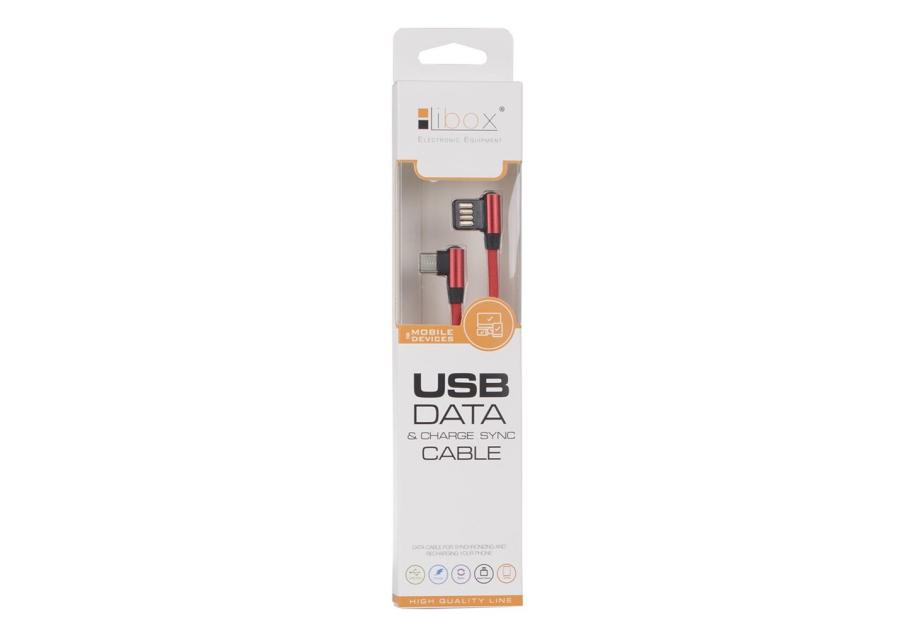 Zdjęcie: Kabel USB - USB C kątowy czerwony 1 m LB0150 LIBOX