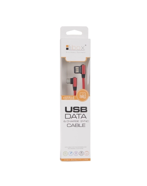 Zdjęcie: Kabel USB - USB C kątowy czerwony 1 m LB0150 LIBOX