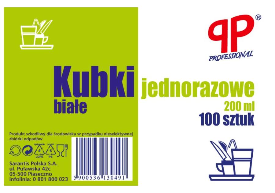 Zdjęcie: Kubki białe 0,2 L - 100 szt. PP PROFESSIONAL