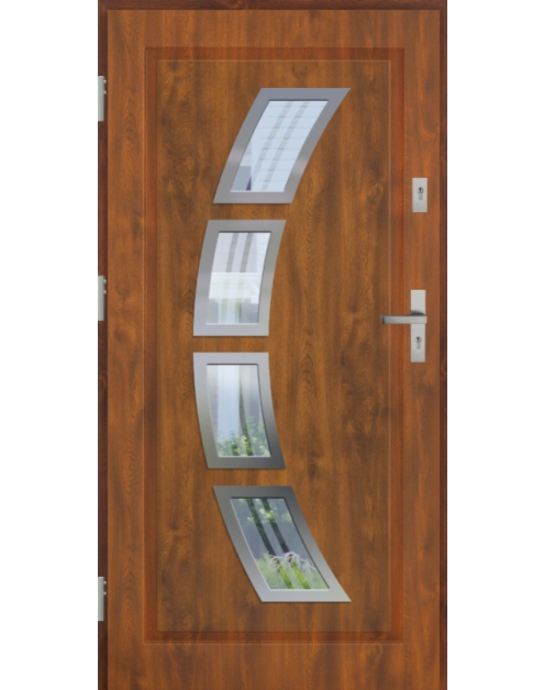Zdjęcie: Drzwi zewnętrzne stalowo-drewniane Disting Figaro 03 Dąb złoty 90 cm lewe KR CENTER