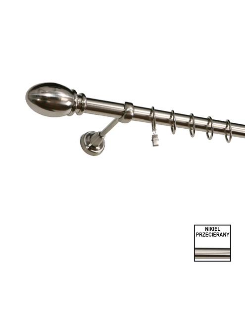 Zdjęcie: Karnisz pojedynczy Zeus fi 25 mm - 320 cm owal nikiel KARWEL