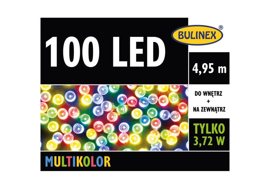 Zdjęcie: Lampki choinkowe LED 4,95 m multikolor 100 lampek zielony przewód BULINEX
