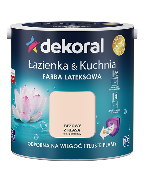Zdjęcie: Farba lateksowa Łazienka&Kuchnia beżowy z klasą 2,5 L DEKORAL