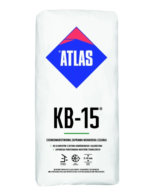Zdjęcie: Zaprawa murarska do betonu komórkowego KB-15 - 25 kg ATLAS