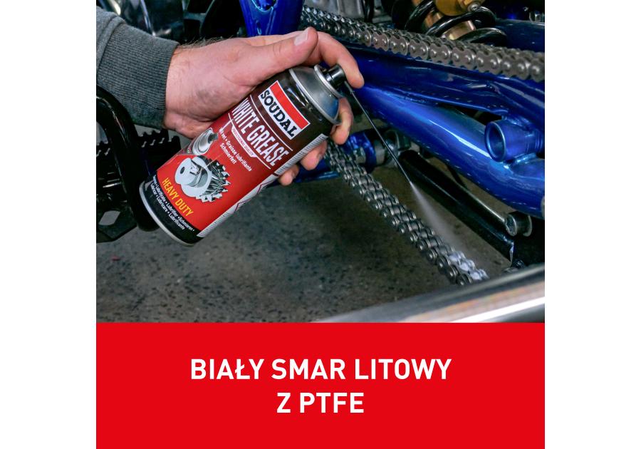 Zdjęcie: Smar litowy w aerozolu z PTFE White Grease 400ml SOUDAL