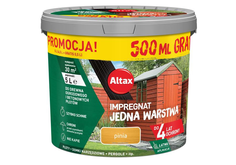 Zdjęcie: Impregnat Jedna Warstwa 4 lata, pinia 4,5 L + 0,5 L ALTAX