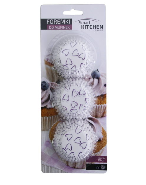 Zdjęcie: Forma do muffin 100 szt. - 10 cm fiolet serca SMART KITCHEN BAKING