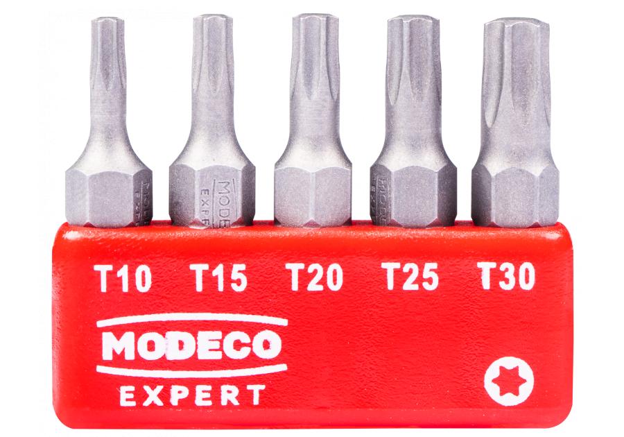 Zdjęcie: Zestaw bitów 25 mm T10 T15 T20 T25 T30 - blister - 5 elementów MODECO EXPERT