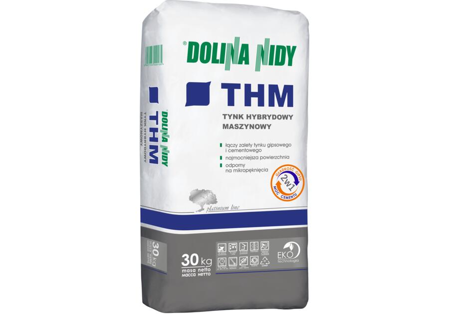 Zdjęcie: Tynk hybrydowy THM maszynowy gipsowo-cementowy 30 kg DOLINA NIDY