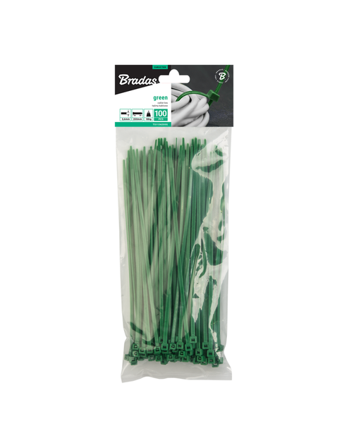 Zdjęcie: Taśma kablowa 2,5 x 150 mm Green 100 sztuk - karta BRADAS