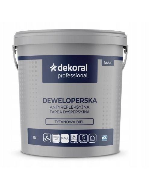Zdjęcie: Farba Deweloperska biała 15 L DEKORAL PROFESSIONAL