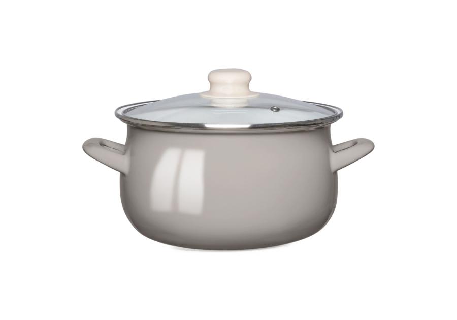 Zdjęcie: Garnek emaliowany 22 cm - 3,5 L taupe z pokrywą szklaną ALTOMDESIGN