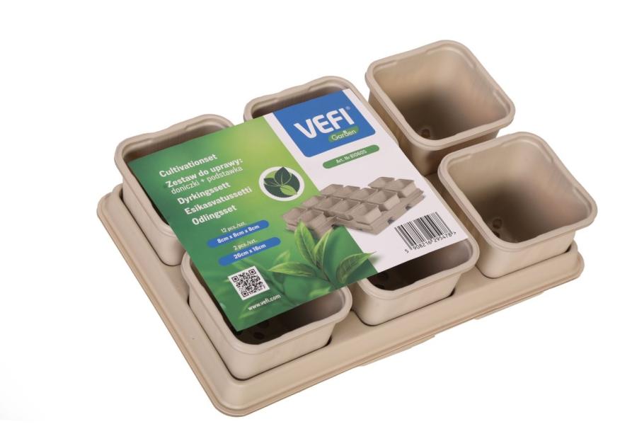 Zdjęcie: Podwójny zestaw doniczki 8 cm z podstawkami VEFI