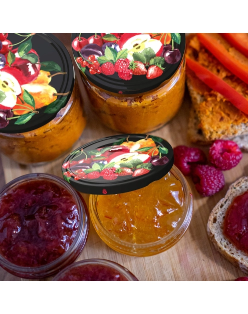 Zdjęcie: Zakrętka fi66 owoce na czarnym tle mix - 10 szt. BROWIN