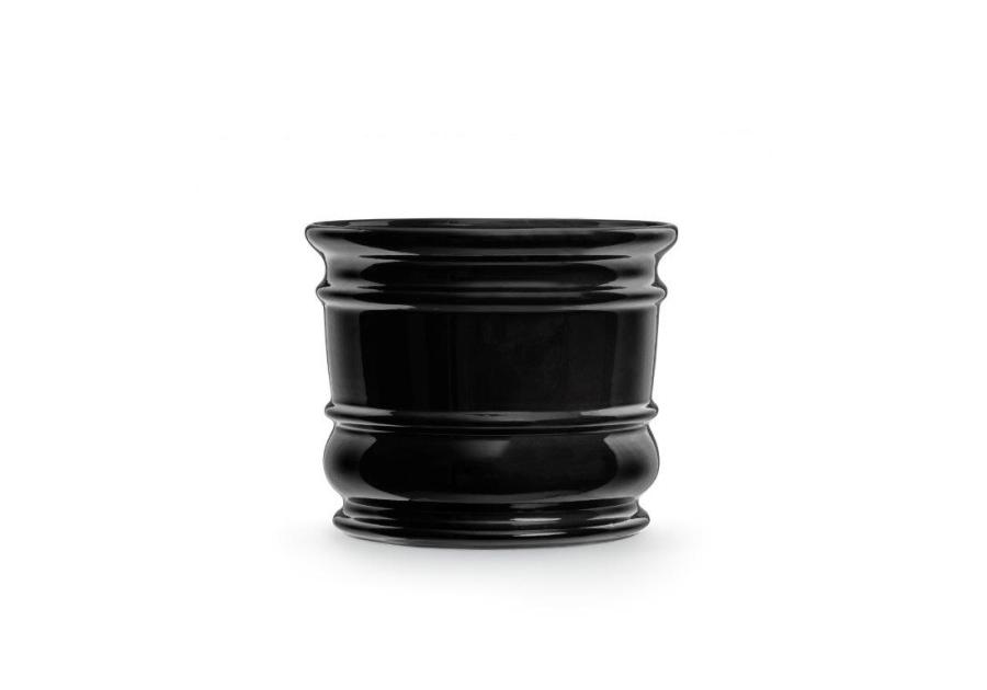 Zdjęcie: Doniczka ceramiczna z podstawką Beczka 10x11 cm czarny połysk FLOWERPOT