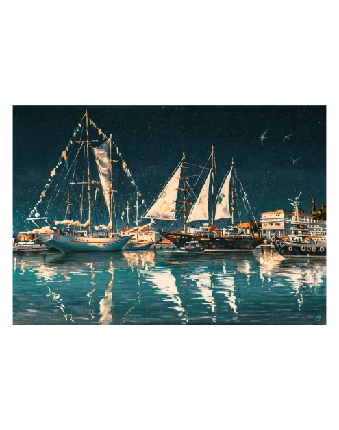 Zdjęcie: Obraz na płótnie Canvas 60x80 cm Night Ship STYLER