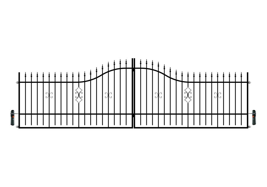 Zdjęcie: Brama dwuskrzydłowa Iga 5,00 m, 1,20-1,50 m, ocynk+RAL9005 z automatem POLBRAM