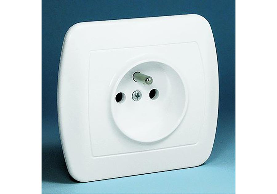 Zdjęcie: Gniazdo pojedyncze z uziemieniem AGZ1 białe ECOLINE