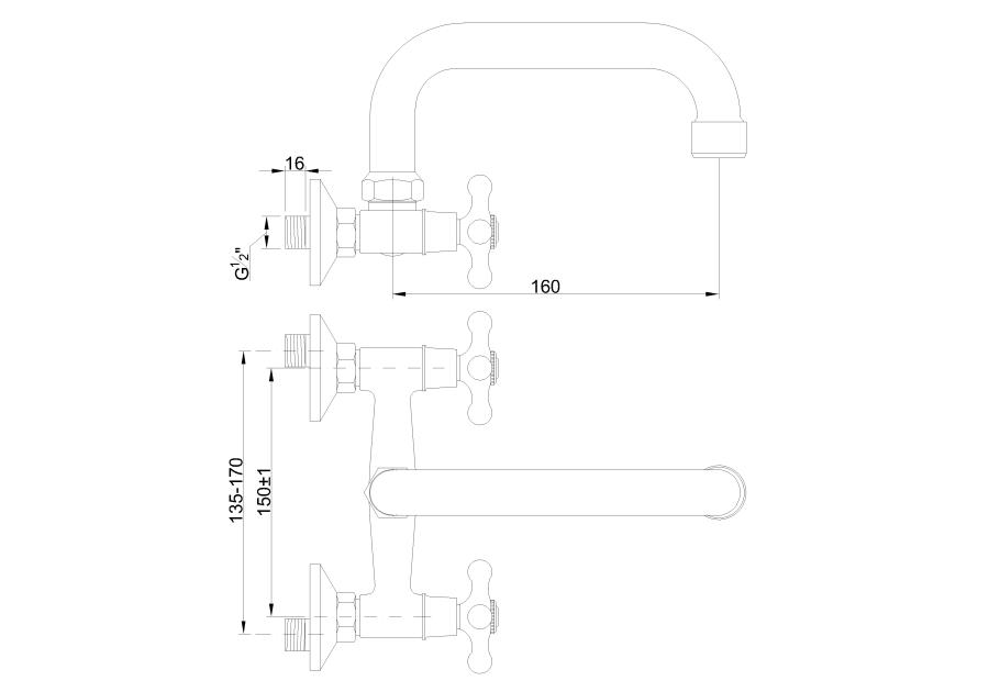Zdjęcie: Bateria umywalkowo-zlewkozmywakowa Roma chrom, U 16 cm INVENA