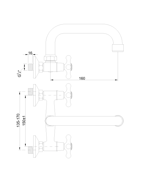 Zdjęcie: Bateria umywalkowo-zlewkozmywakowa Roma chrom, U 16 cm INVENA