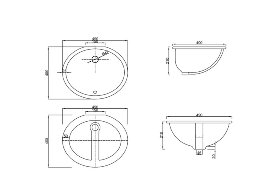 Zdjęcie: Umywalka nablatowa Mykonos 49 cm z przelewem INVENA