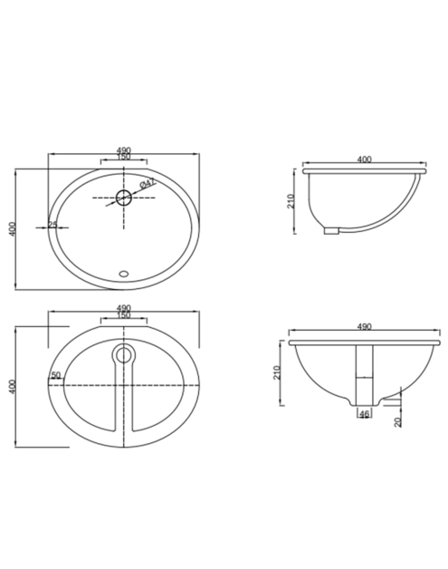 Zdjęcie: Umywalka nablatowa Mykonos 49 cm z przelewem INVENA