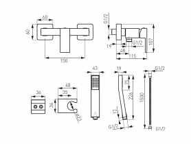 Bateria natryskowa ścienna Zicco FERRO