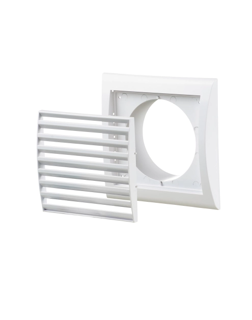 Zdjęcie: Kratka wentylacyjna z siatką i okrągłym kołnierzem, 154x150 mm, 100 mm biała VENTS