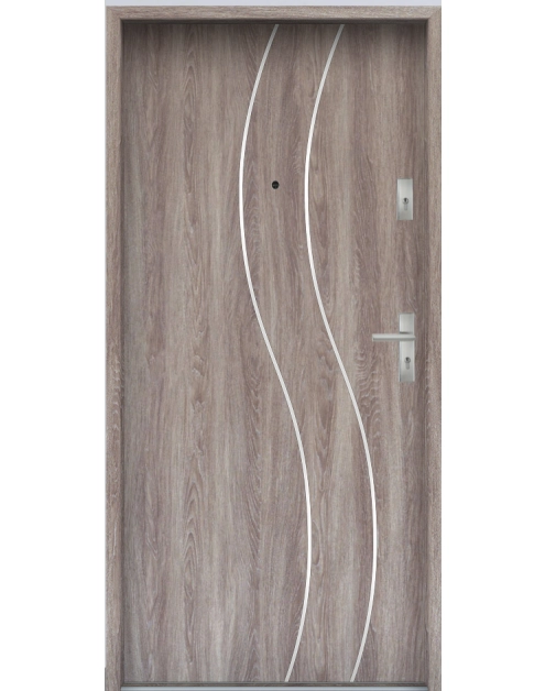 Zdjęcie: Drzwi wejściowe do mieszkań Bastion R-59 Dąb japoński 90 cm lewe OSPŁ KR CENTER