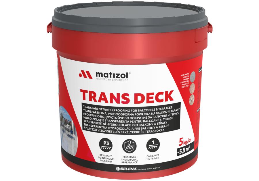 Zdjęcie: Powłoka na balkony i tarasy transparentna, wodoodporna Trans Deck 5 kg MATIZOL