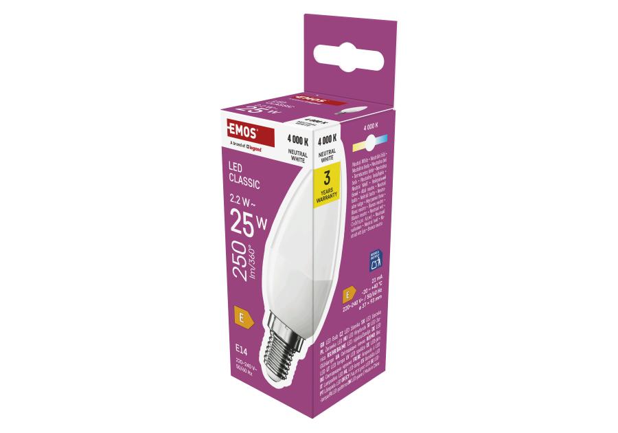Zdjęcie: Żarówka LED CANDLE 2,2 W 250 lm E14 światło neutralne EMOS