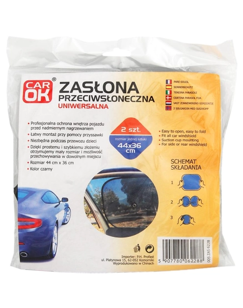 Zdjęcie: Zasłony przeciwsłoneczne samochodowe czarne  2 szt. CAR OK