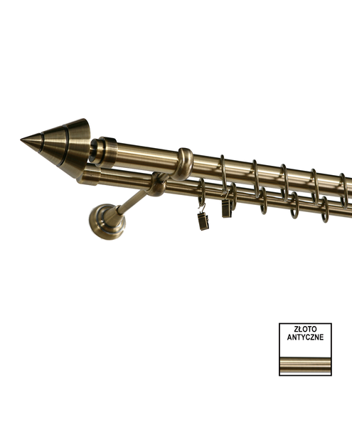 Zdjęcie: Karnisz podwójny Zeus fi 25 mm - 240 cm avanti złoto KARWEL