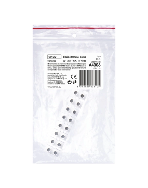 Zdjęcie: Kostka terminal block 12 6,00 mm biała EMOS