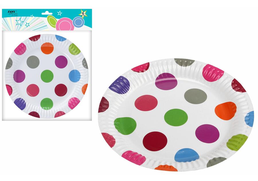 Zdjęcie: Talerz papierowy LGP Pink dots 23 cm, 6 sztuk art.12184 DECOR