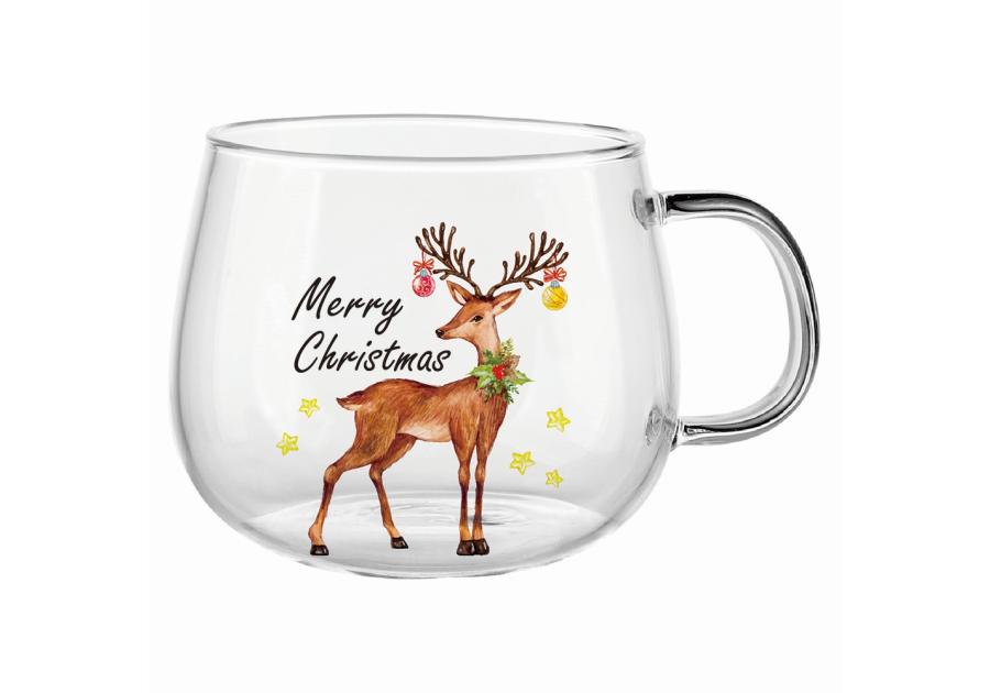 Zdjęcie: Kubek szklany 430 ml dekoracja renifer ALTOM DESIGN