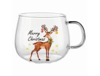 Zdjęcie: Kubek szklany 430 ml dekoracja renifer ALTOM DESIGN