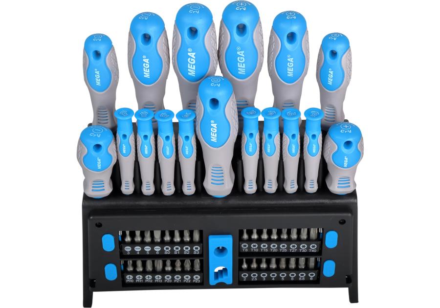 Zdjęcie: Zestaw wkrętaków i końcówek, 50szt., CRV, soft touch MEGA