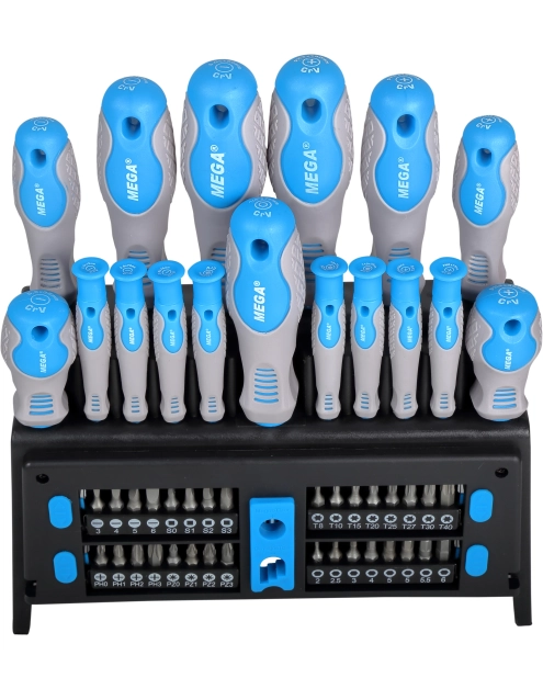 Zdjęcie: Zestaw wkrętaków i końcówek, 50szt., CRV, soft touch MEGA